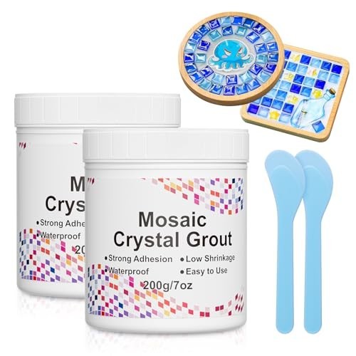 Mosaic Crystal Grout Kit & Sealant with Scraper for DIY Tile Projects – 14oz