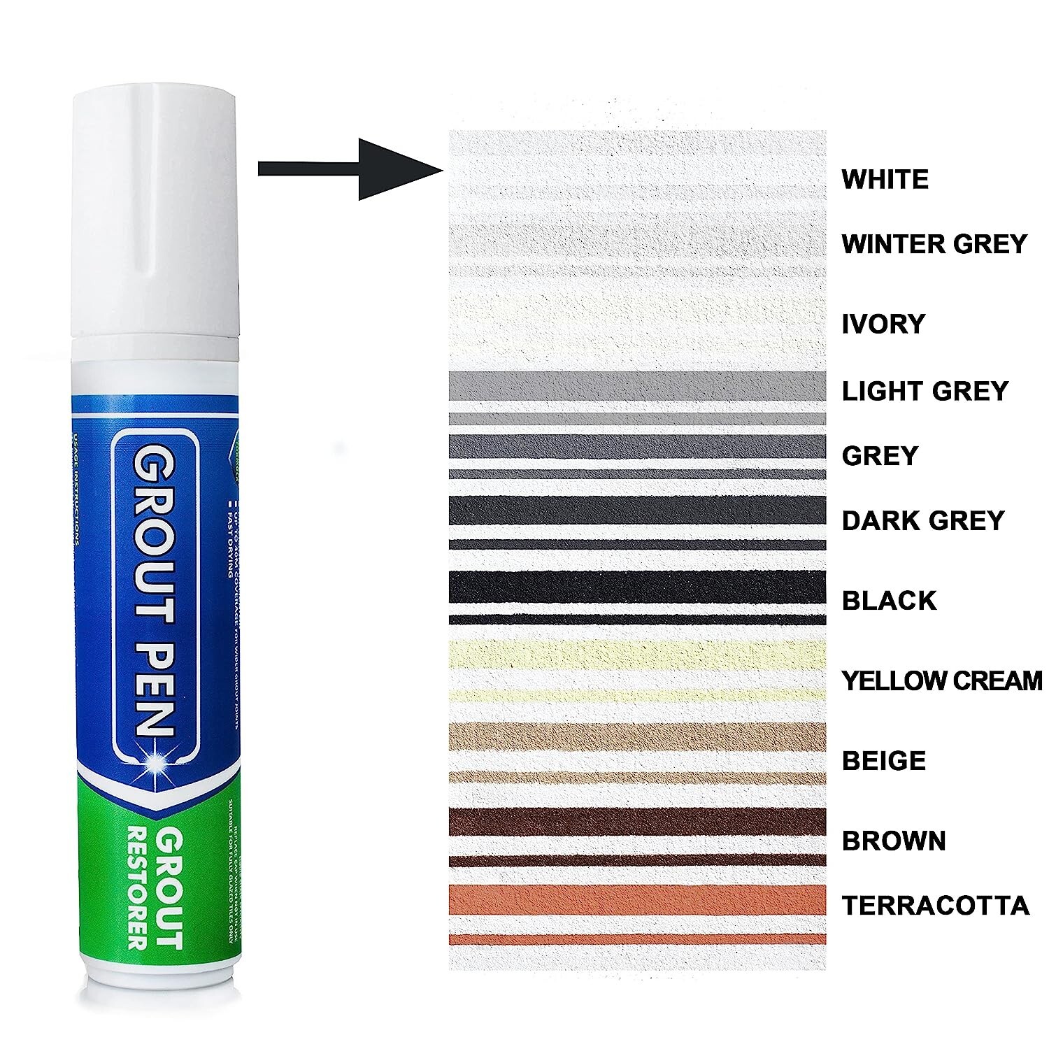 Waterproof Grout Pen – White Tile Paint Marker – Wide Tip – Multi-purpose