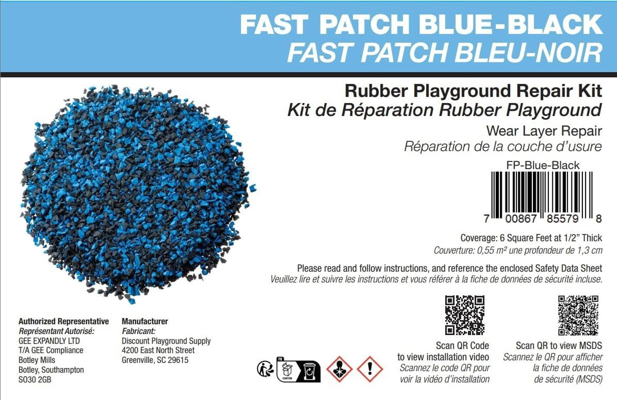 Poured-In-Place Surfacing Repair Kit Fix Rubber Playground (Blue/Black, Standard