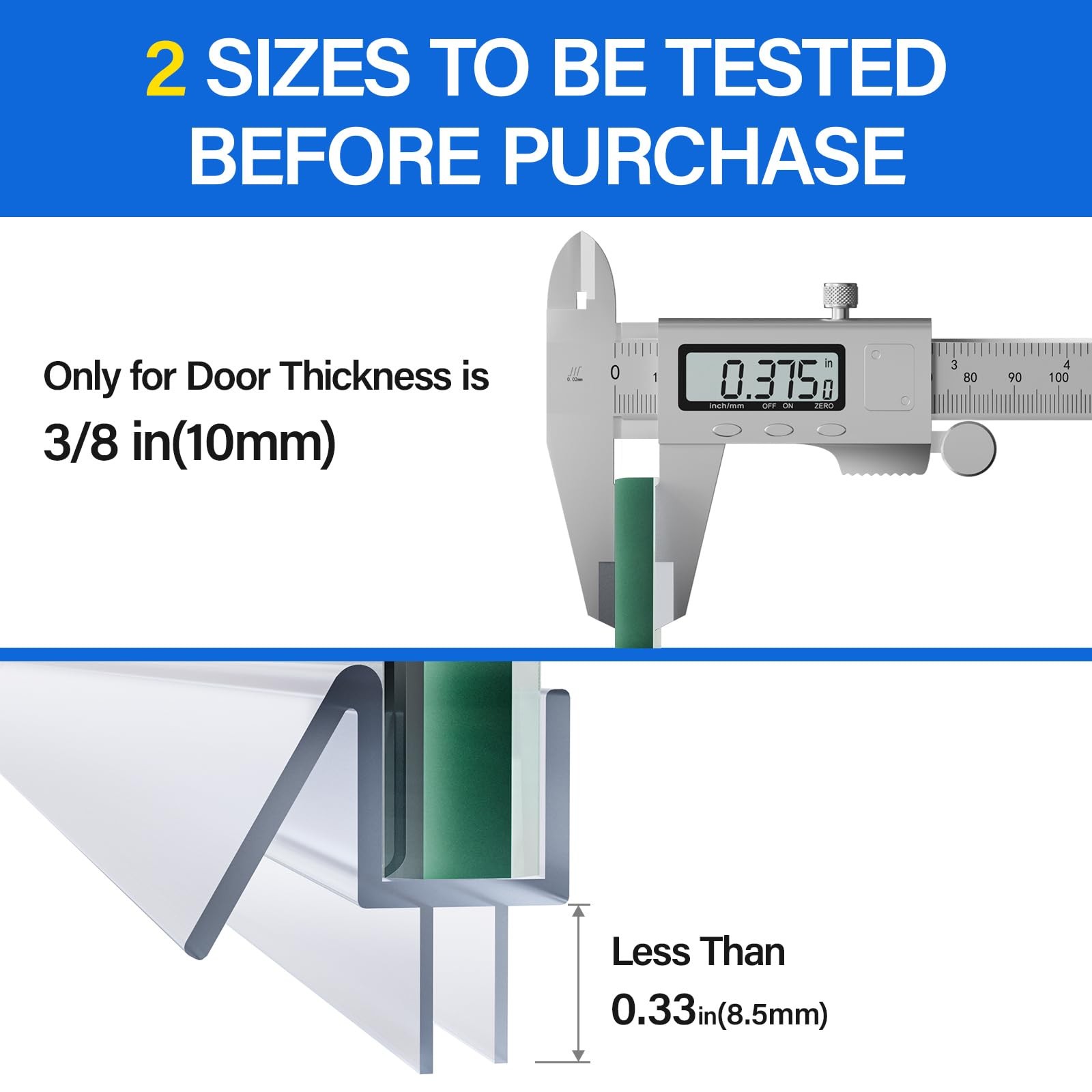 Yecaye 3 Pack 3/8″ x 39″ Shower Door Bottom x (3pcs), transparent