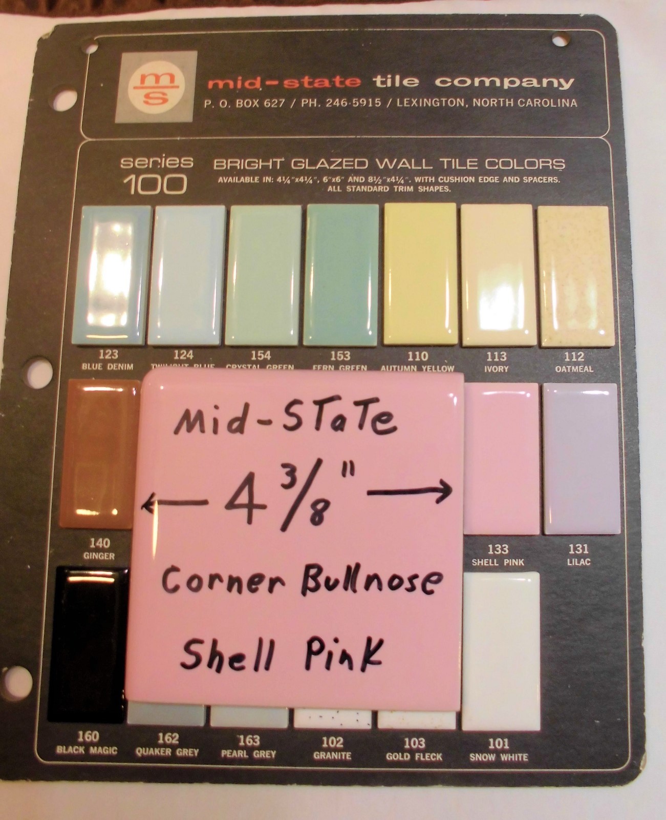 1 pc. Ceramic Glossy Corner Bullnose *Shell Pink* Tiles 4-3/8″ by Mid-State