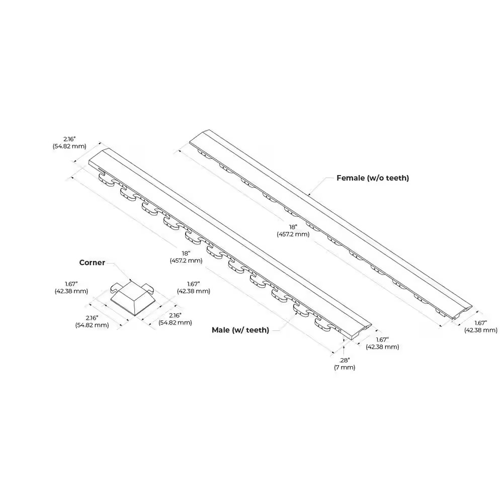 Hidden Gray 18 In. W X 18 In. L PVC Joint Interlocking Tile Trim Flooring Kit