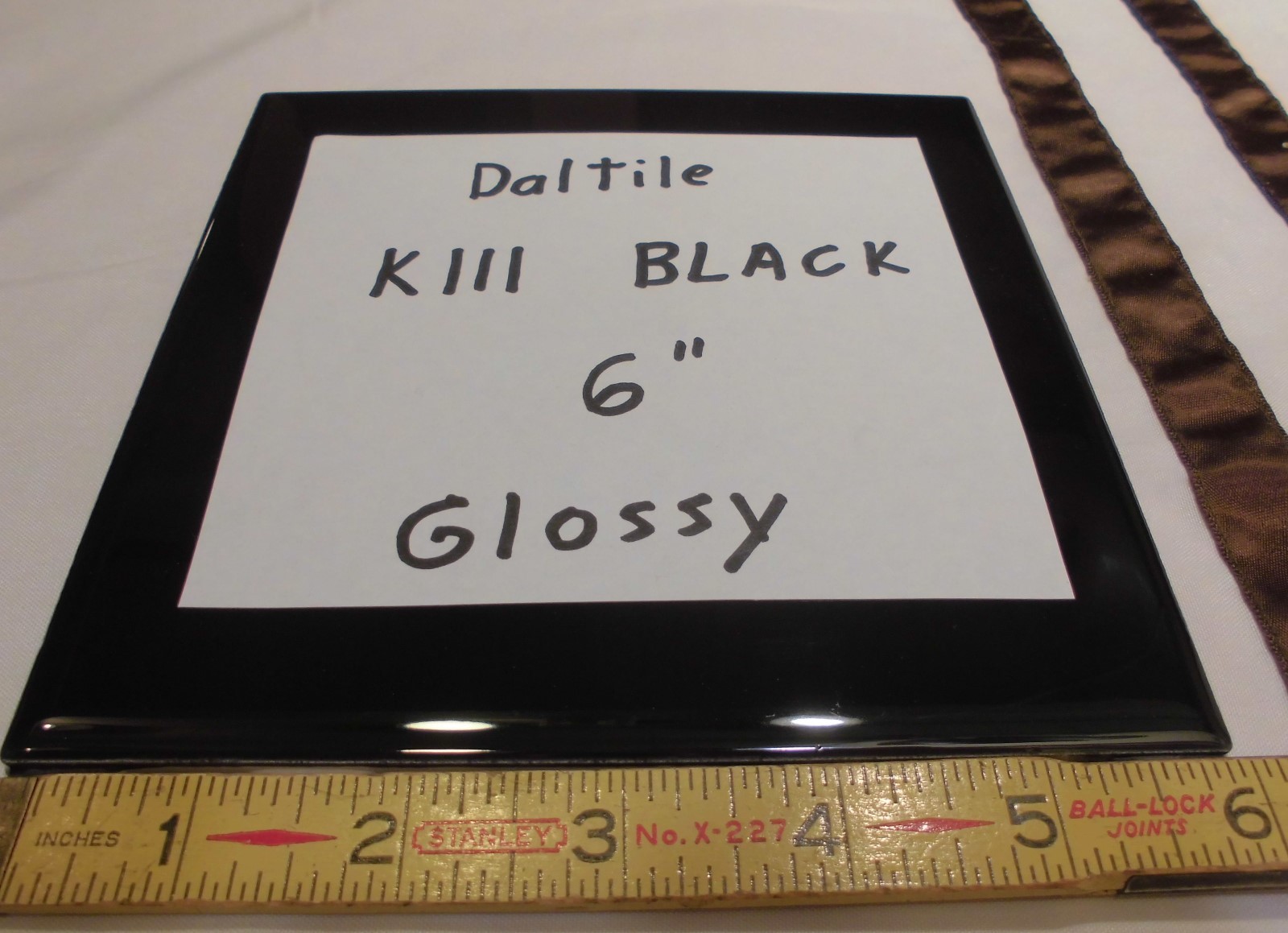 2 pcs. Glossy Ceramic Tiles *Kohler Black – #K111 Black* 6″ X 6″ by Daltile; NEW