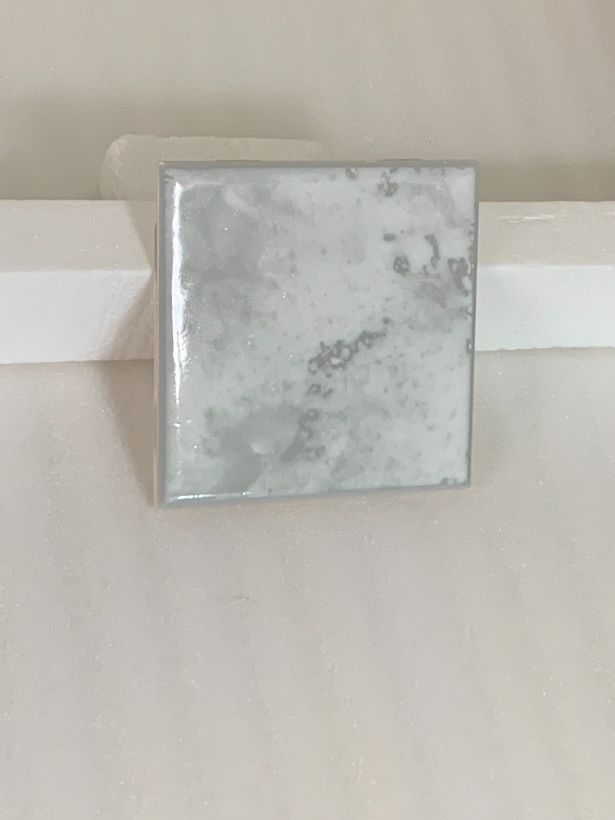 Vintage NTK Ceramic Tile 4 5/16″ x 4 5/16″ Silver Ox Gloss Made in Japan