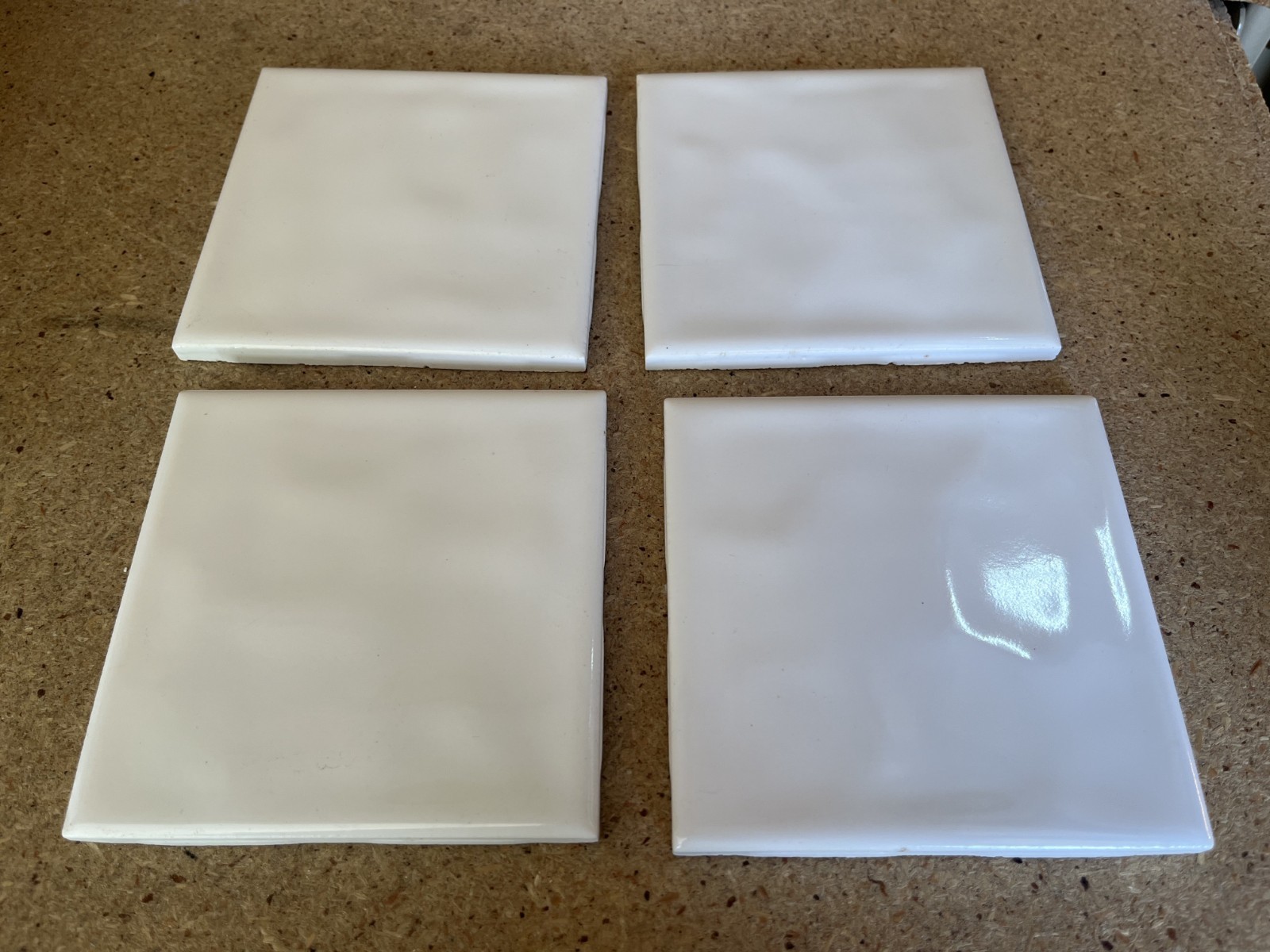 4 Piece Lot Florida Tile Co 4 3/8″ x 4 3/8″ #550 White Ceramic Tile