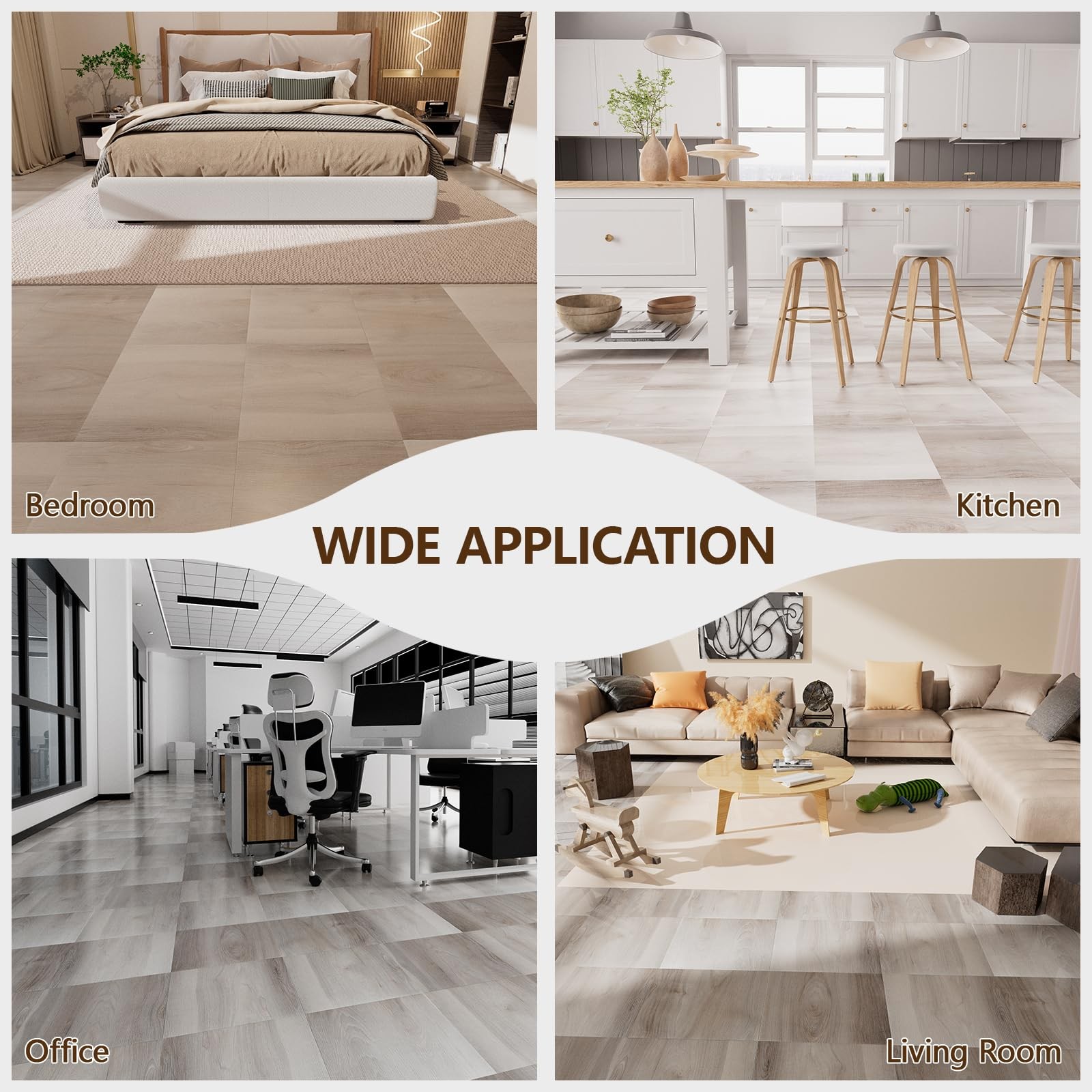 Peel and Stick Floor Tile, 20-Pack 12 x 12 inch Vinyl Flooring, Real Wood Loo…