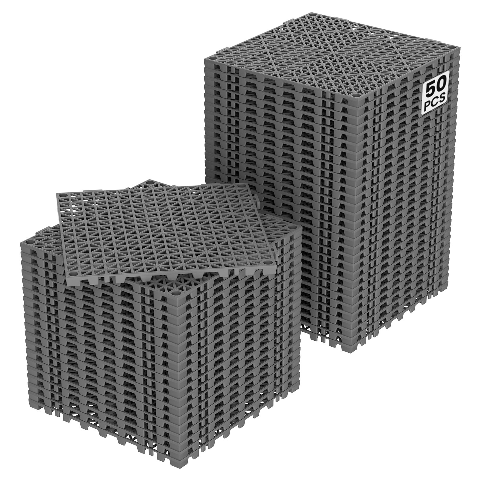 24/36/50 Pcs 12″x12″ PVC Interlocking Garage Floor Tiles Vented Water Drainage