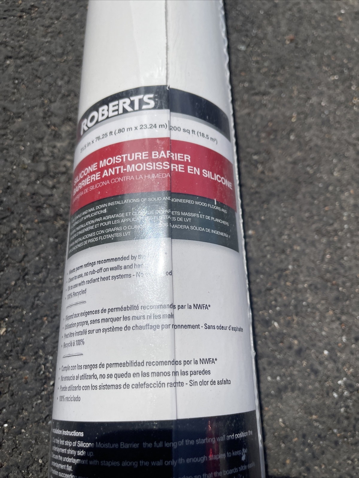 ROBERTS 70-198 Silicone Moisture Barrier 200 sq 31.5 in. x 76.25 ft. x 6 mil for