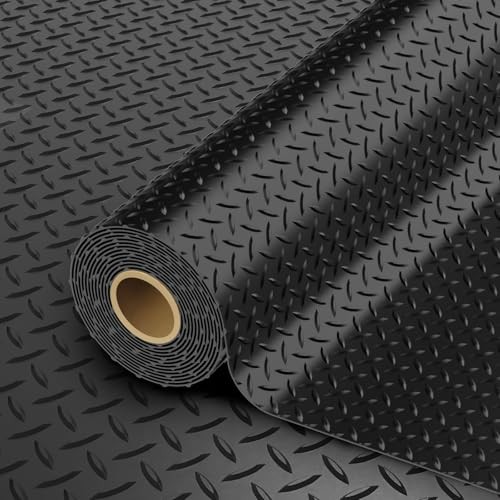 Black 8×20 FT Garage Floor Mat – Thickened PVC Diamond Plate 2.8mm Thickened