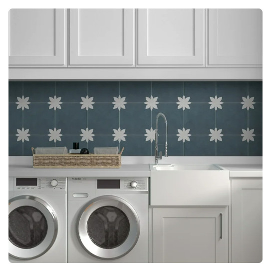 SUNWINGS 9″ x 9″ Blue Vinyl Wall and Floor Tiles, for Kitchen Bathroom 16 Piece