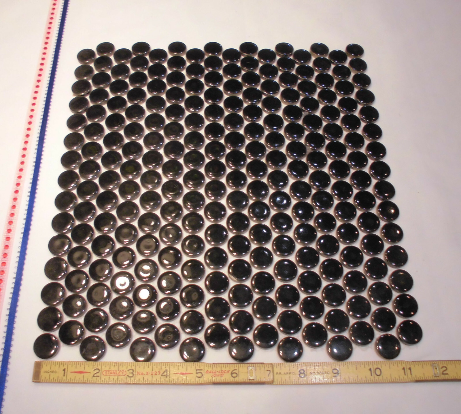 1 Sheet: Penny Round Black 12×13 Porcelain Mosaic Wall/Floor Tile; Backsplash