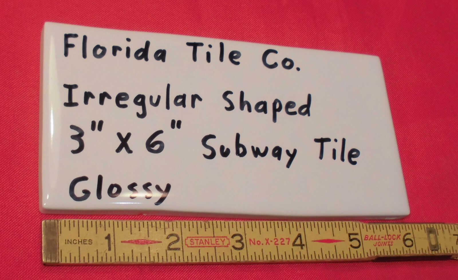 1 pc. *Irregular White* Subway Glossy Ceramic Tile 3″ X 6-1/16″ Florida Co. New