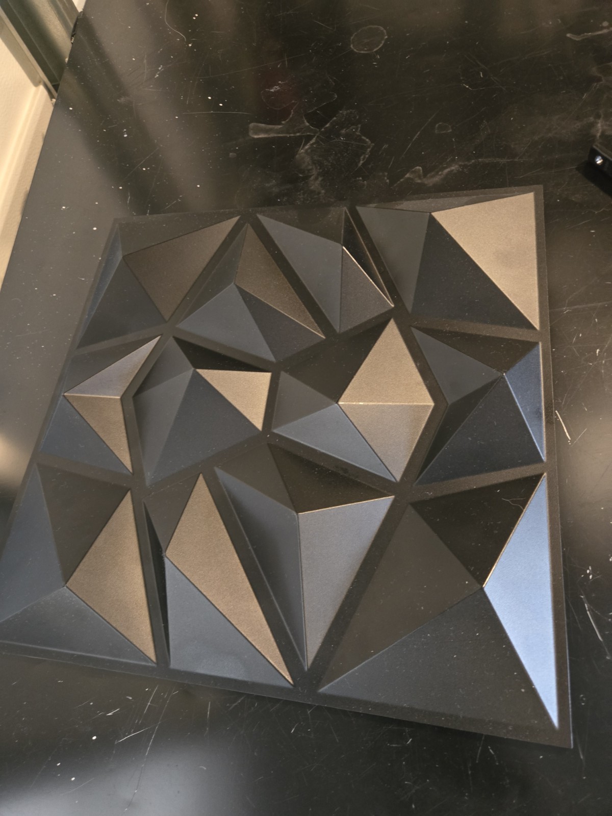 PVC 3D Geometric Wall Tile Black Waterproof 11.8×11.8in Modern