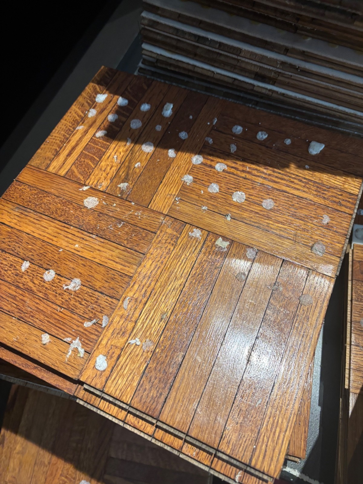 SOLID OAK PARQUET FLOOR 12″ x 12″ TILES 5/16 INCH; VINTAGE
