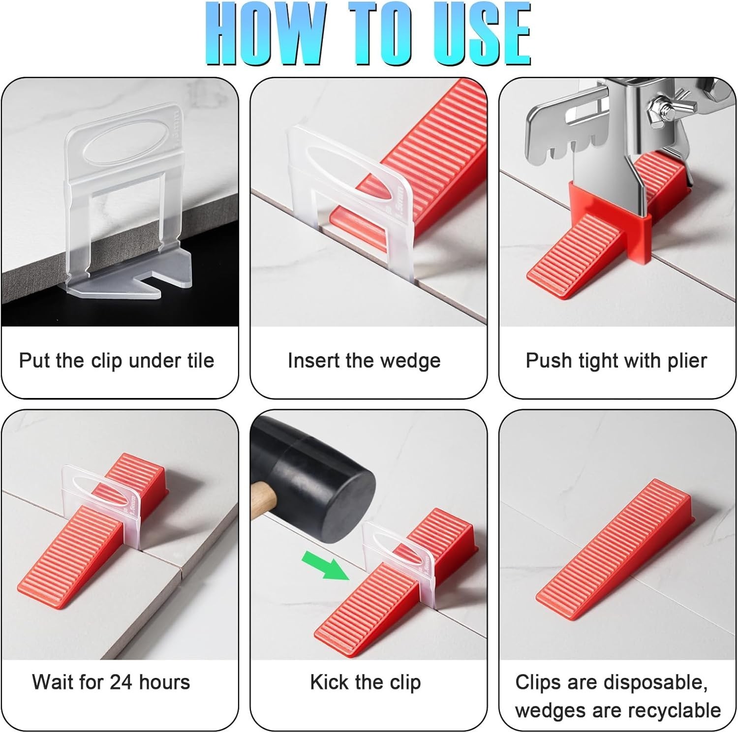 Tile Leveling System Clips 1/16 Inch (1.5mm) 600Pcs Tile Spacers Leveling Clips