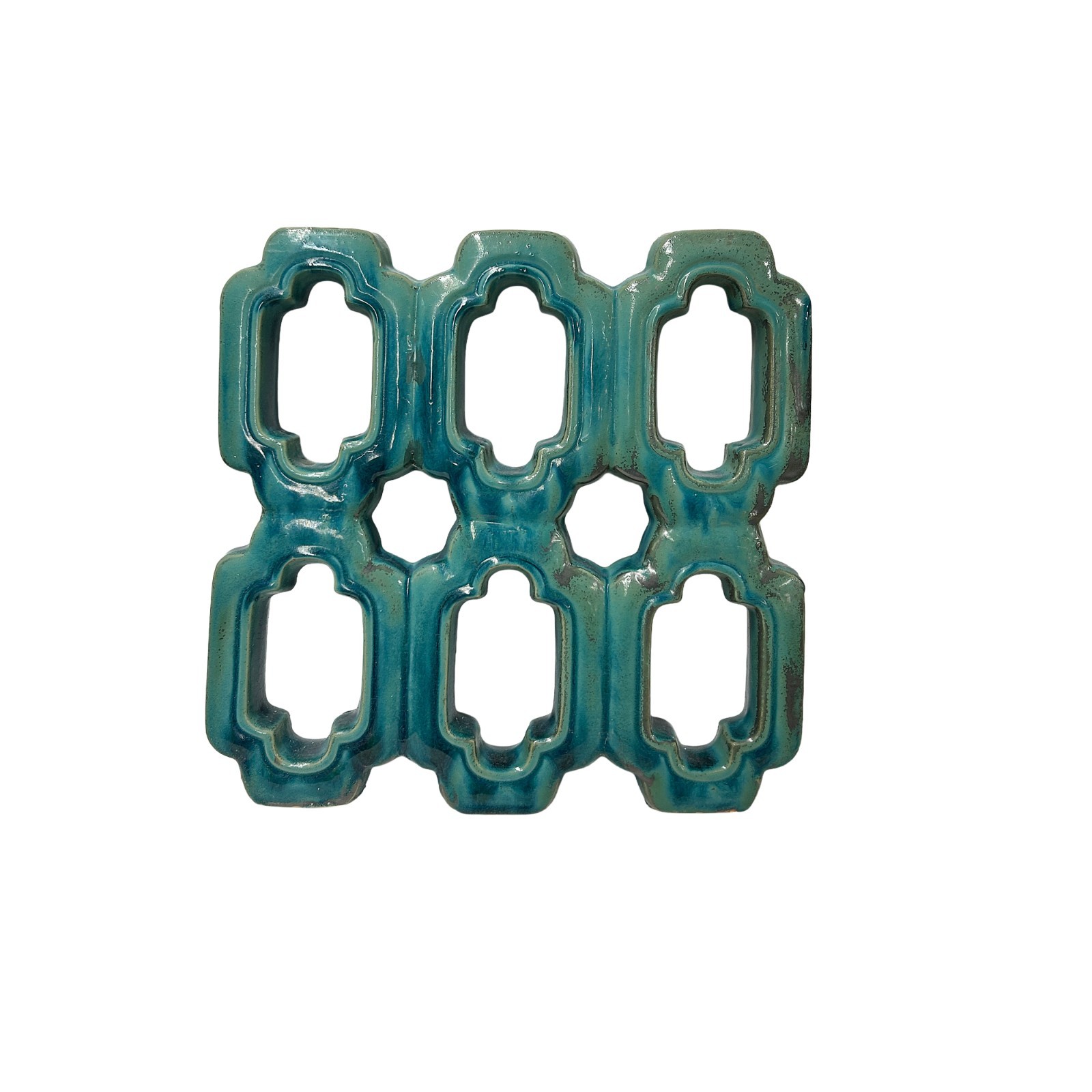 Chinese Rectangular Open Turquoise Mix Glaze Wall Floor Clay Tile GB224