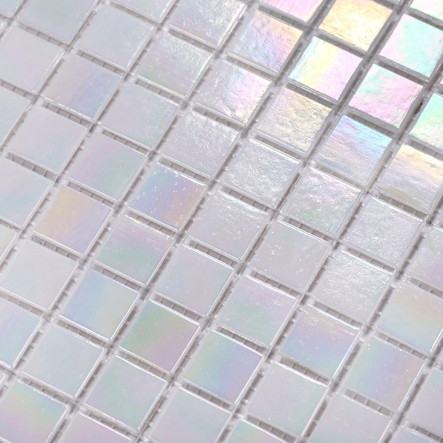 11.5sq.ft Iridescent White Glass Mosaic Tile for Bathroom, Pool, Backsplash |…