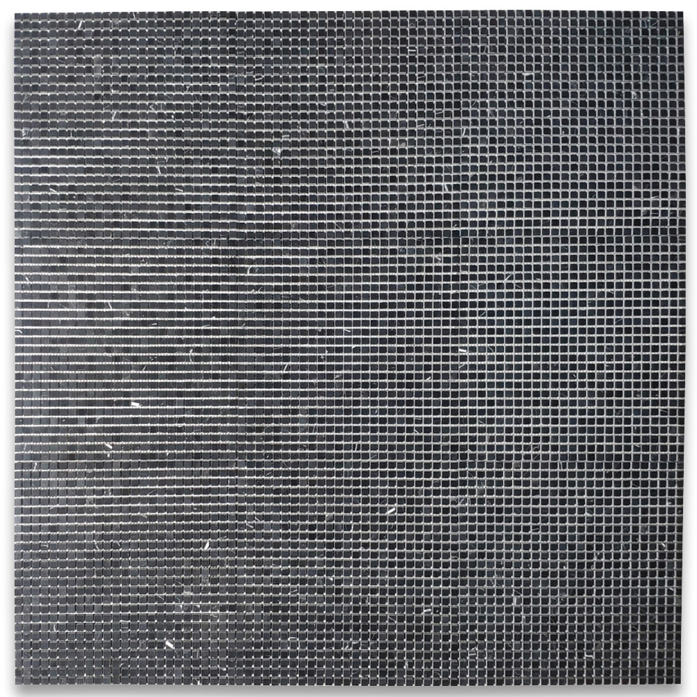 N21XP Nero Marquina Black Marble 3/8×3/8 Square Mosaic Tile Polished
