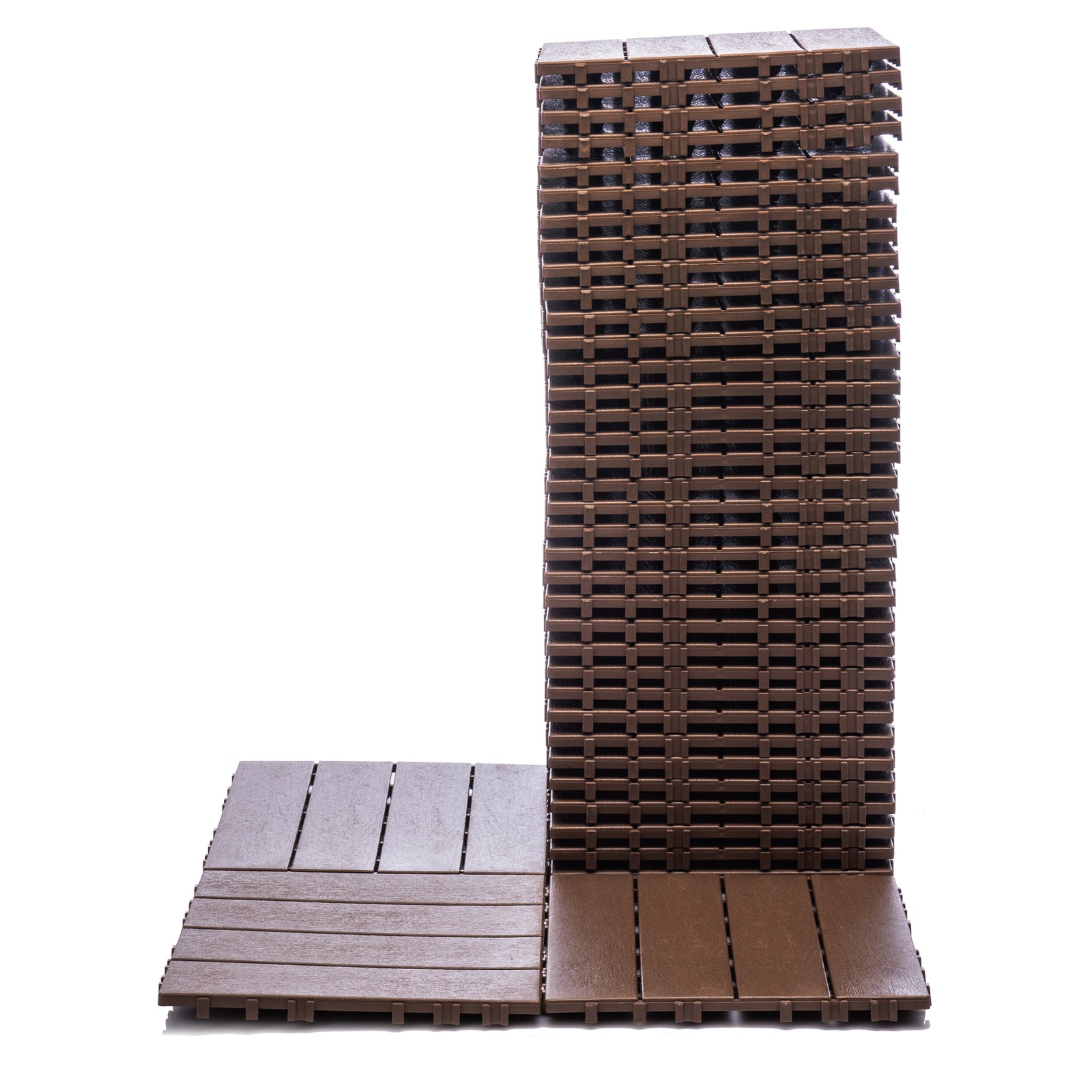 68-Pack 11.42″x11.42″ Plastic Interlocking Deck Tiles – 61.60 Sq.Ft