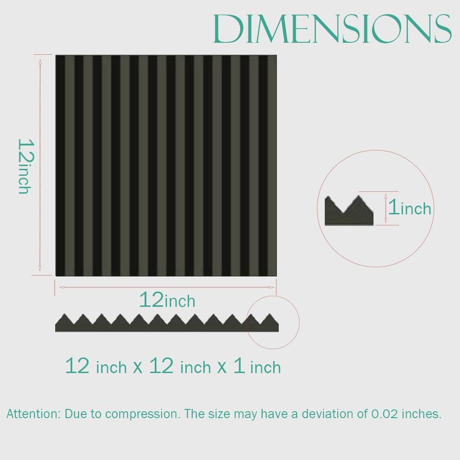 52 Pack Acoustic Foam Panel Wedge Studio Soundproofing Wall Tiles 12″ X 12″ X…