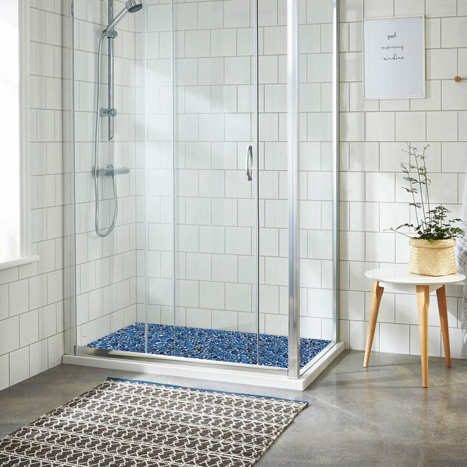 Cobalt Blue Pebble Tiles for Shower Floor Bathroom Floor Wall Mosaic Tile [Se…