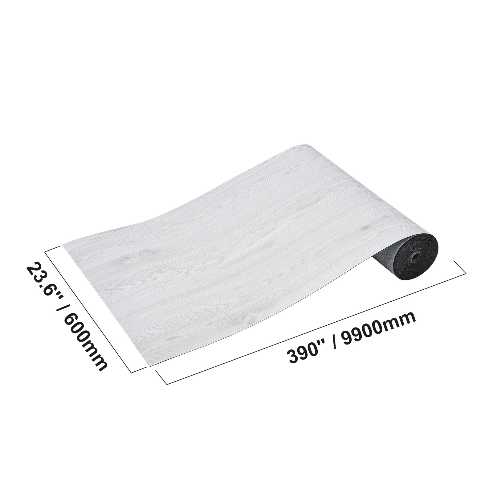Uimoso 32.5FT Adhesive Vinyl Flooring, 1.5mm Thick, Light Gray Wood Design