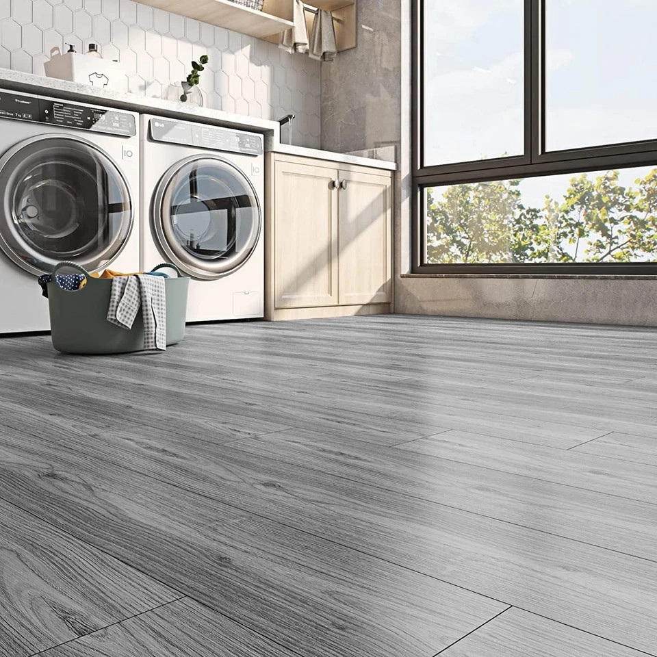 6″X36″ 30 Sheets Peel and Stick Floor Tile Waterproof Grey Wood Look Vinyl Floor