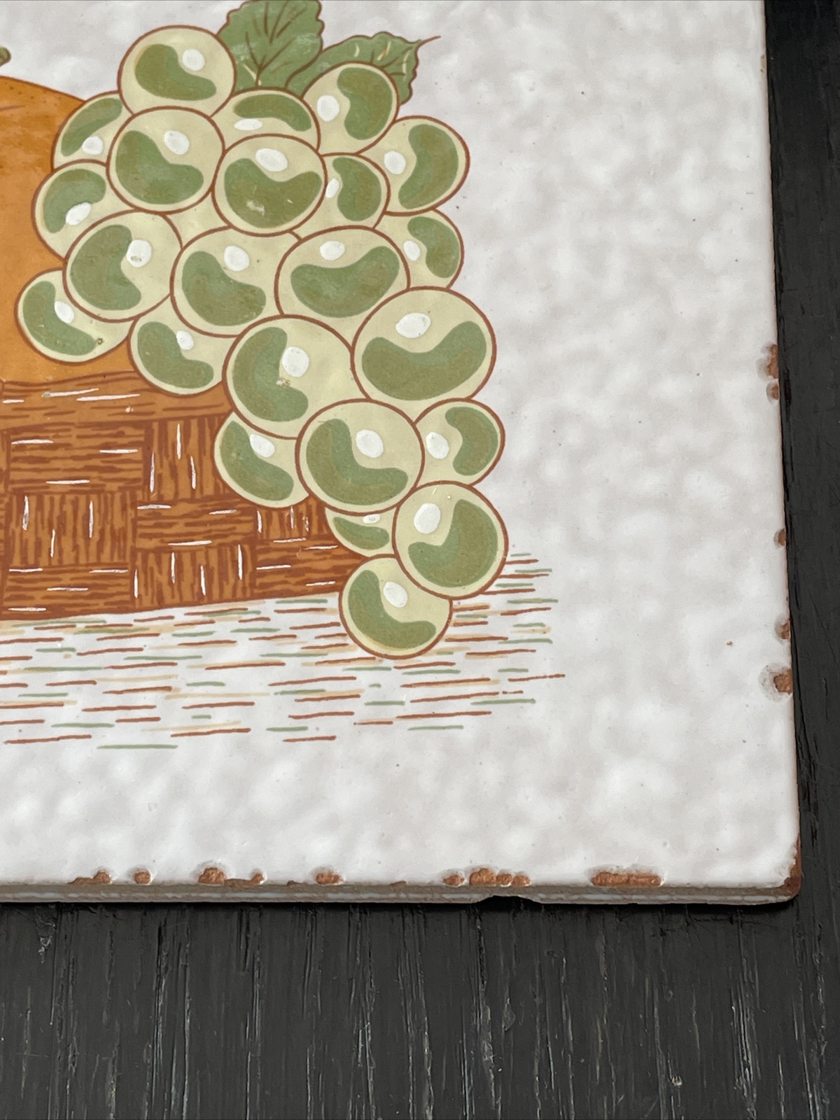 Wine Glass Bottle Grapes Decorative Wall Tile (1) Trivet Fruit Mexico Vitromex