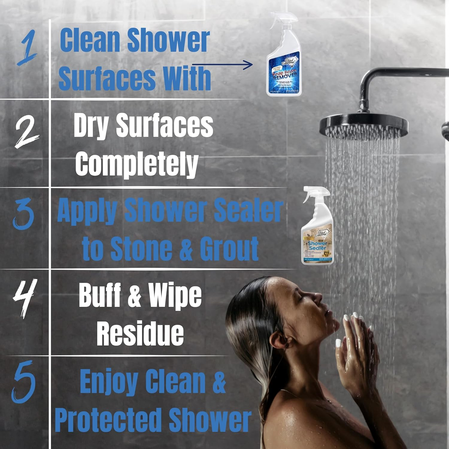 Natural Stone and Grout Penetrating Shower Sealer. Marble, Granite Travertine, L
