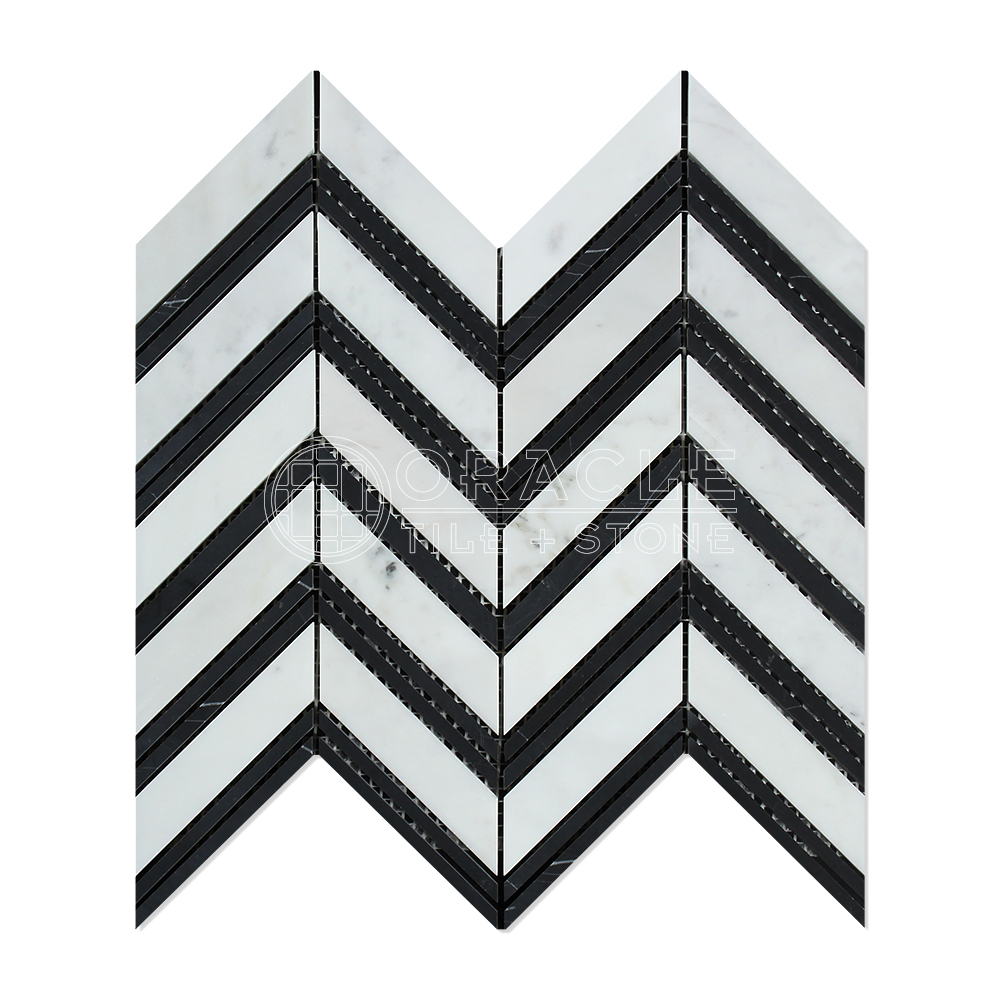 Carrara White Italian (Bianco Carrara) Marble Chevron Mosaic Tile