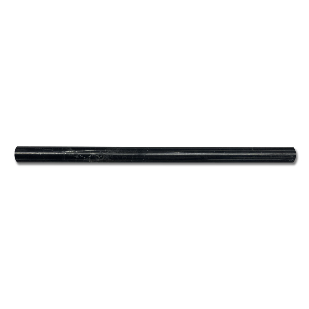 N18P Nero Marquina Black Marble 3/4×12 Pencil Liner Trim Molding Polished