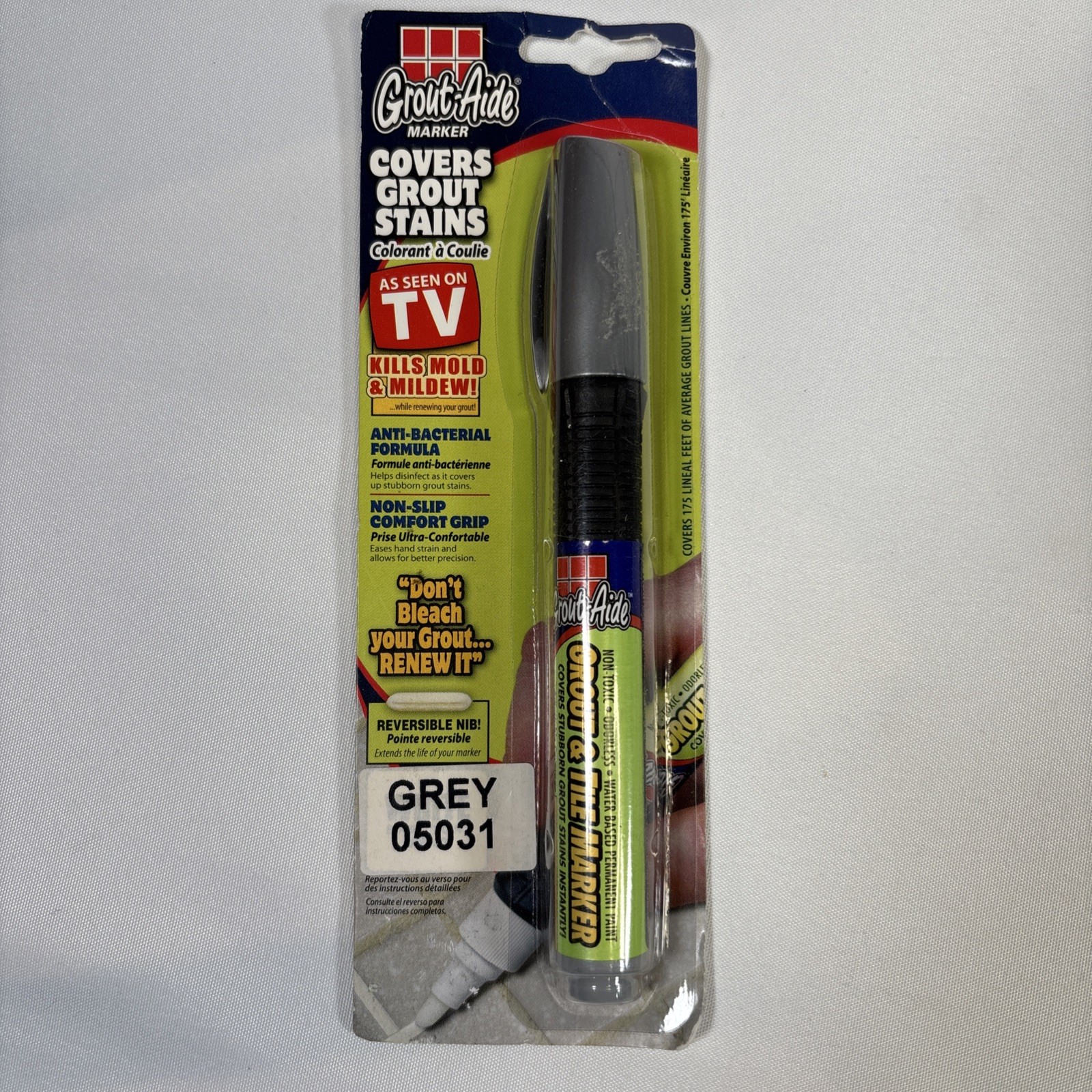 Lot of 7 Grout-Aide Markers Cover Stains Anti-Bacterial Grey As Seen on TV – New