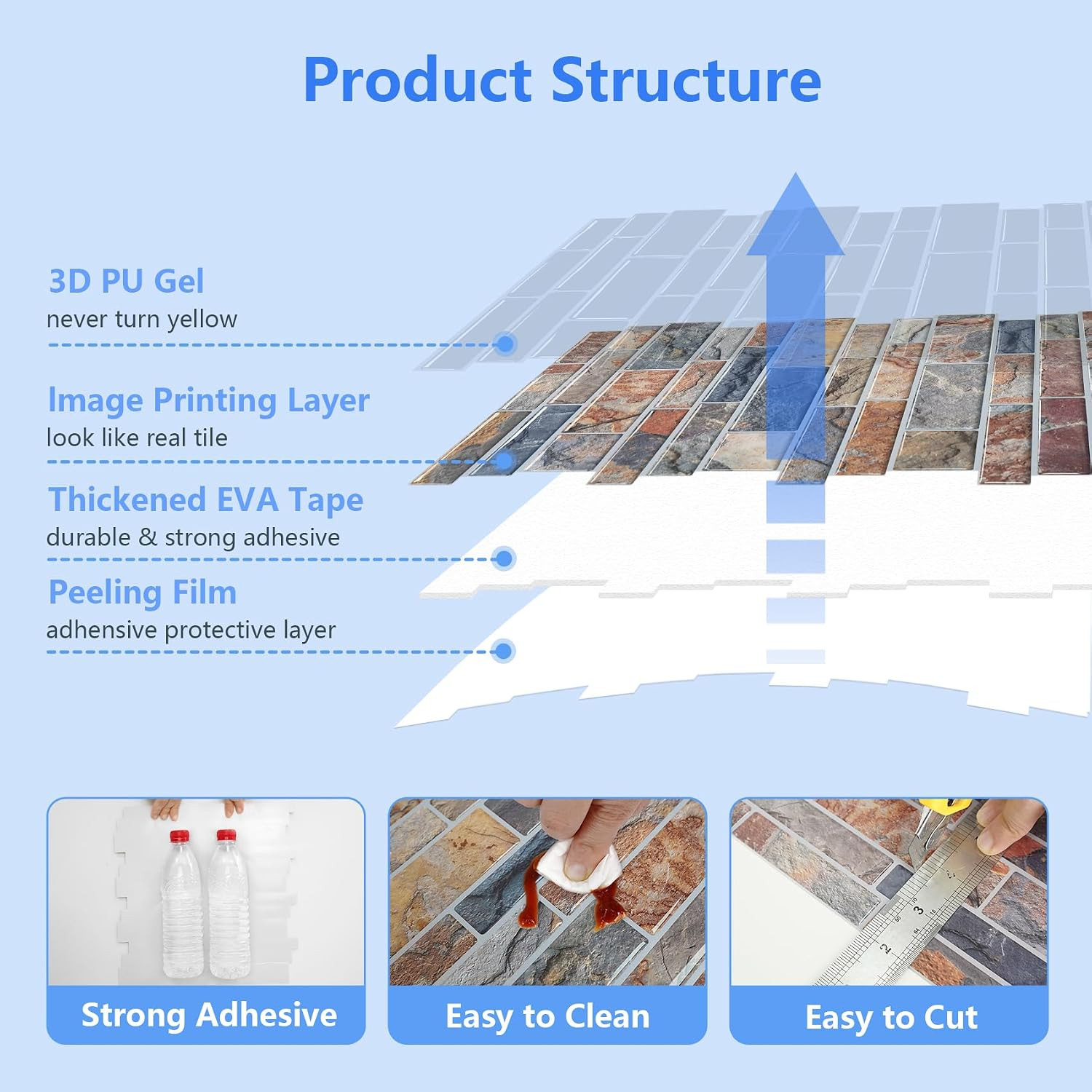 Thicker Design Peel and Stick Tile Backsplash, 12”×12” Stick