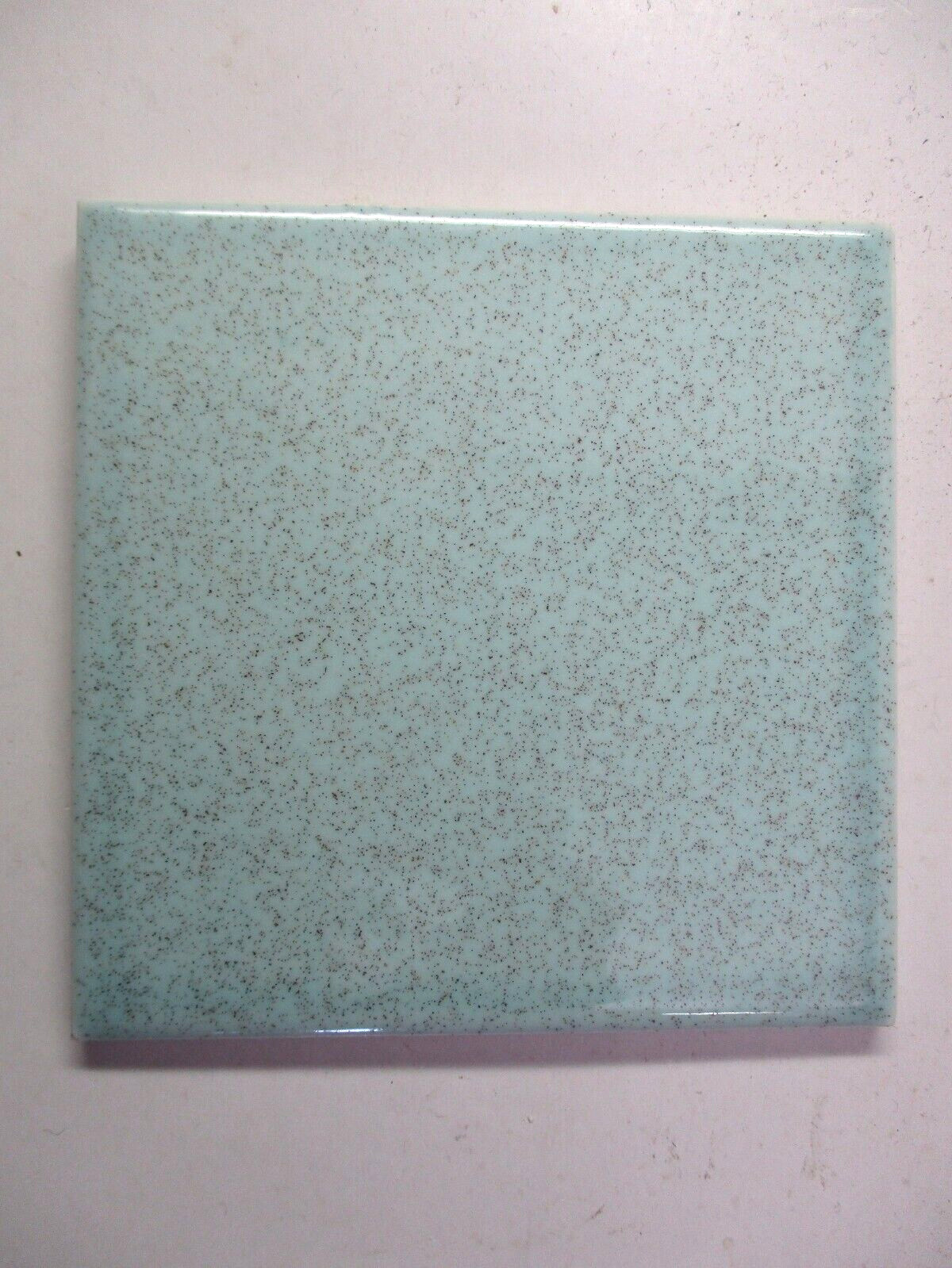 1 Wall Tile Atco USA 4-3/8″ Sq. Speckled Brown on Turquoise Ceramic 1950 Vintage