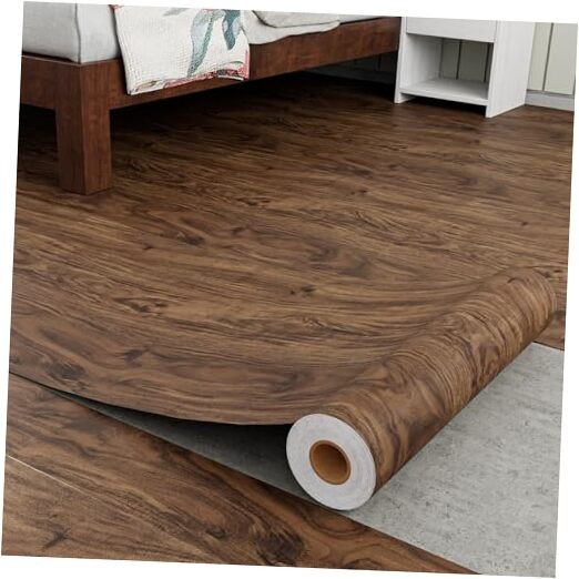 Wood Grain Vinyl Flooring Roll5.7″ x8″ Peel & 15.7″x 118″(40x 300 cm) 1 Brown