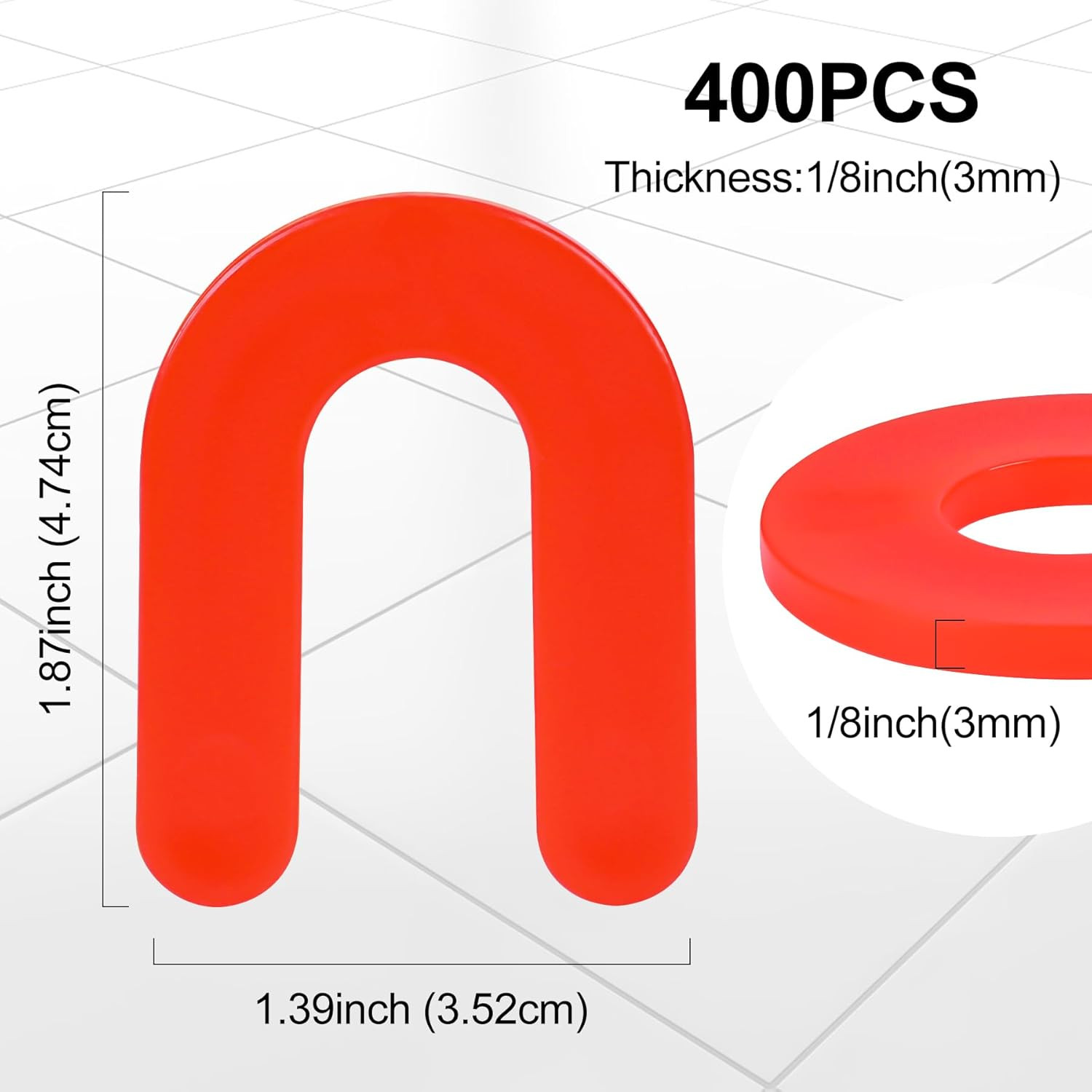 Horseshoe Shims Tile Spacers 1/8 Inch (3mm) 400Pcs U-Shaped Plastic Shims for…