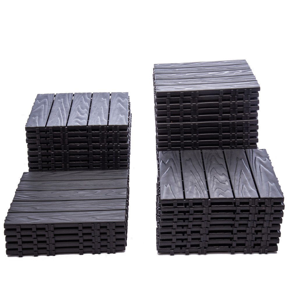 11.42″x11.42″ Plastic Interlocking Deck Tiles – 61.60 Sq.Ft Outdoor Plastic