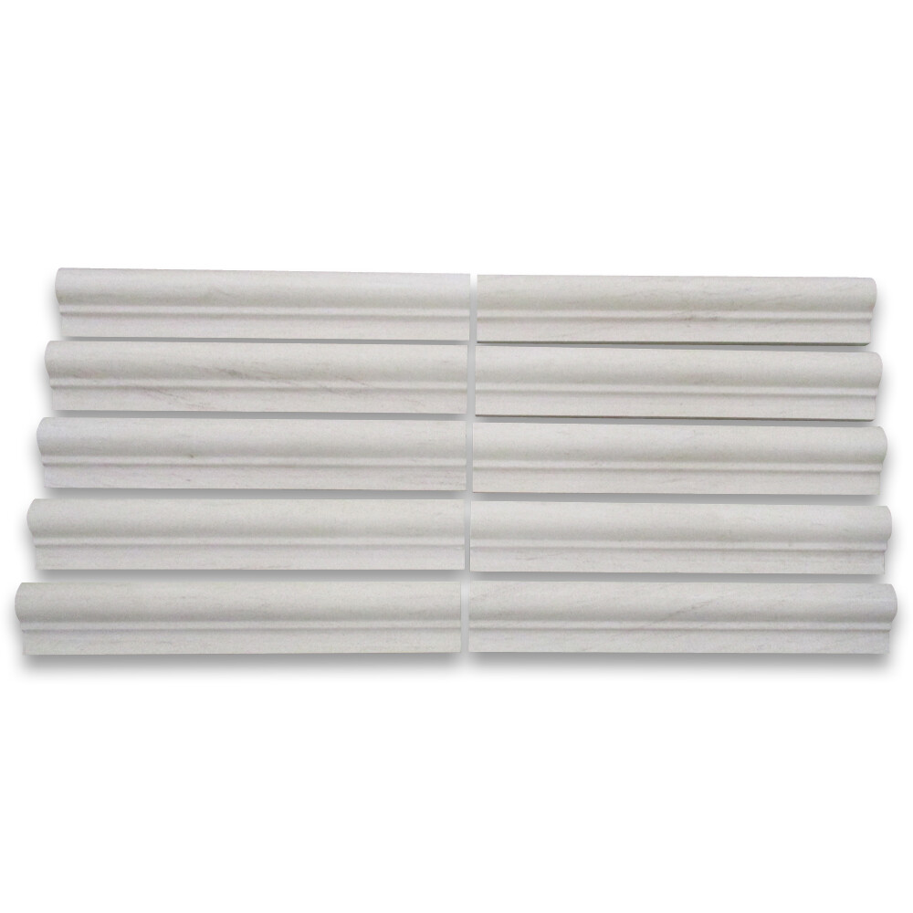 H04H Golden Beach Moleanos Beige Limestone 2×12 Chair Rail Bullnose Honed