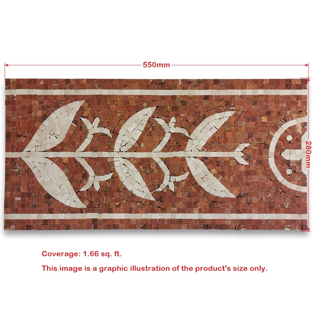 B0111P Coral Carnelian 11×21.7 Marble Mosaic Border Listello Tile Polished