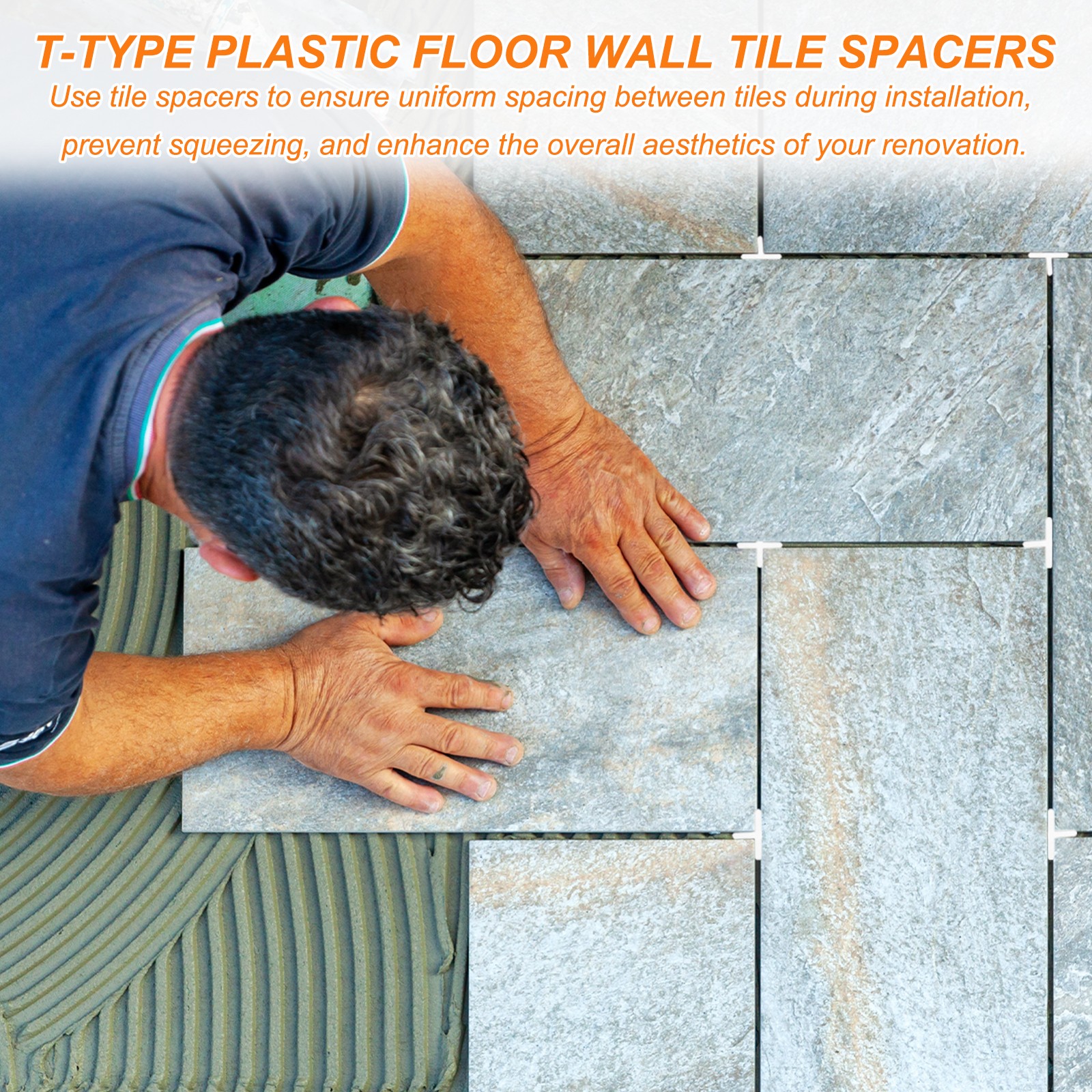 Tile Spacers 2mm, 1000pcs Plastic Type T, White