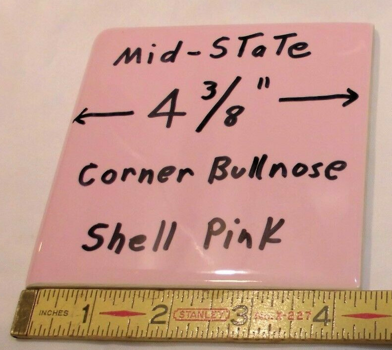 1 pc. Ceramic Glossy Corner Bullnose *Shell Pink* Tiles 4-3/8″ by Mid-State