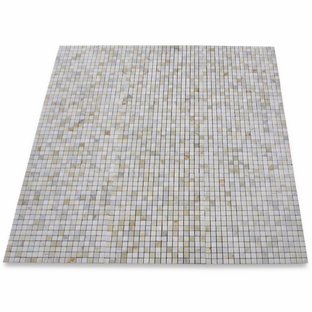 G22XH Calacatta Gold Calcutta Marble 5/8×5/8 Grid Square Mosaic Tile Honed