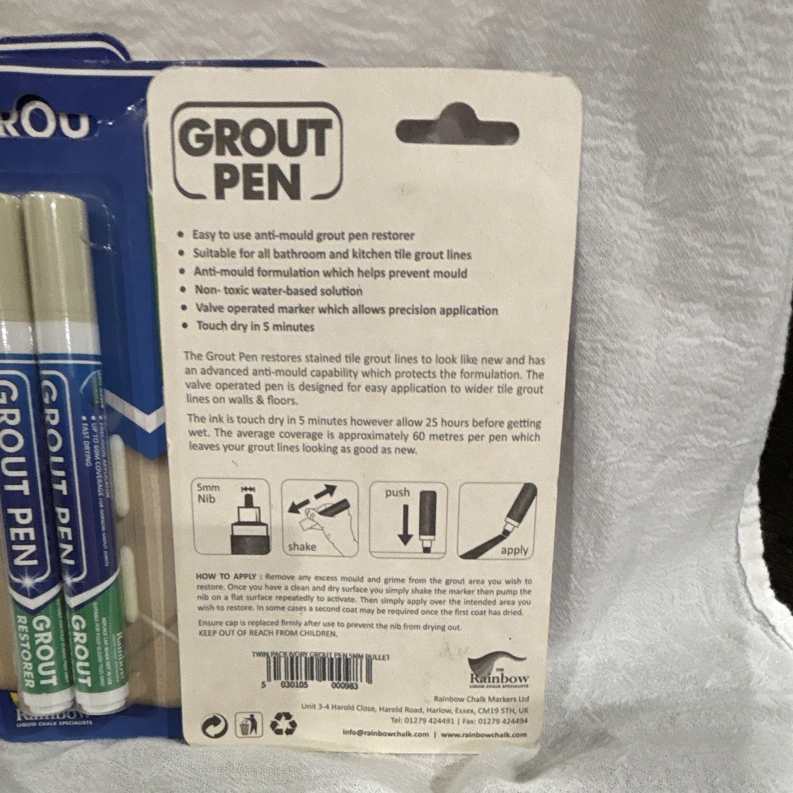 8 Rainbow Ivory Grout Pens Water-Based Non-Toxic.