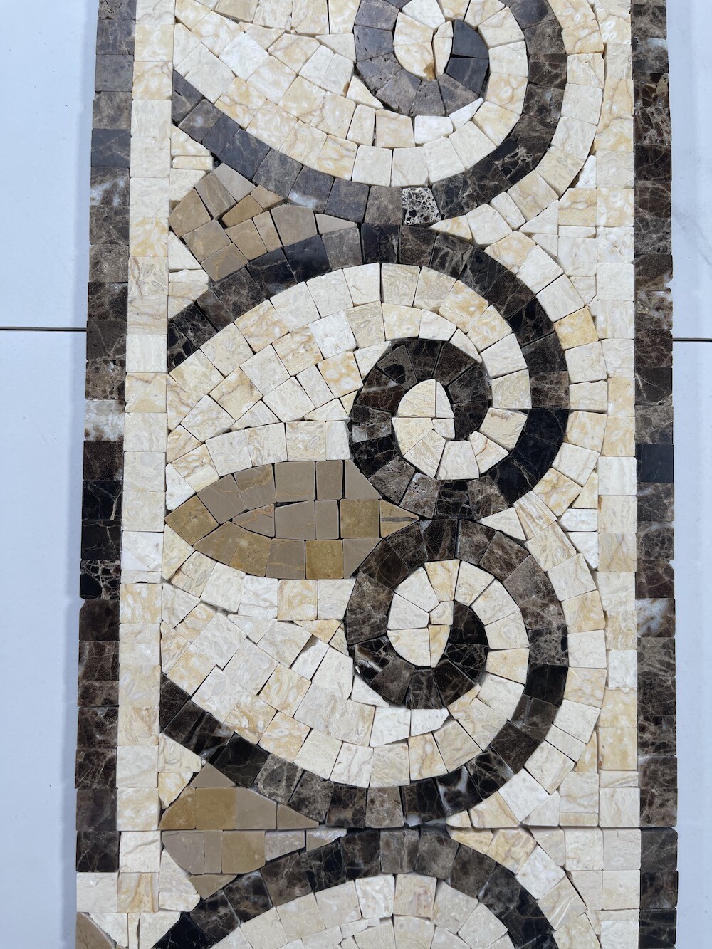 B0077P Marble Mosaic Border Listello Accent Tile Chandelier Emperador 5.9×12