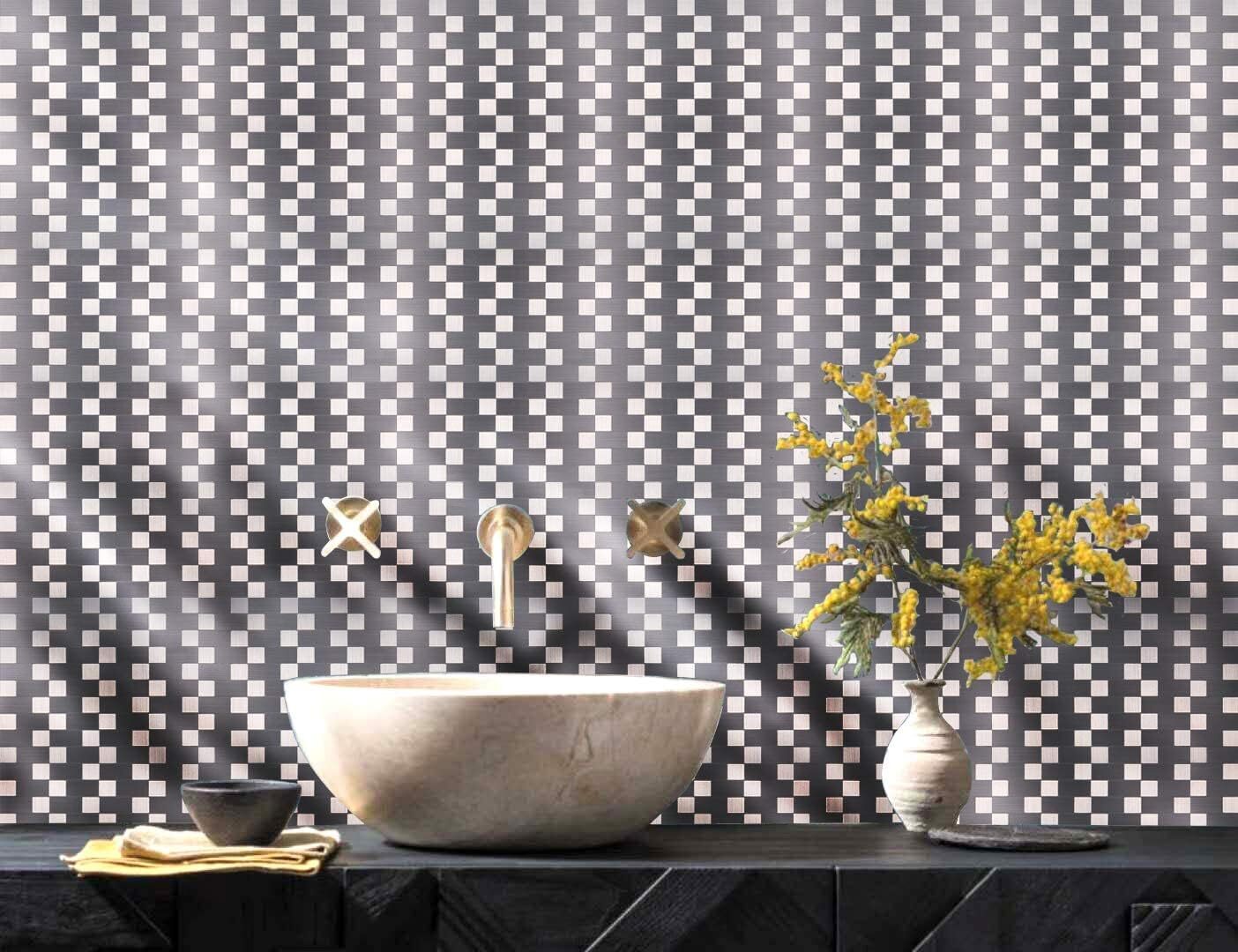 10piece Self Adhesive Stainless Steel Aluminum Mosaic Peel And Stick Backsplash