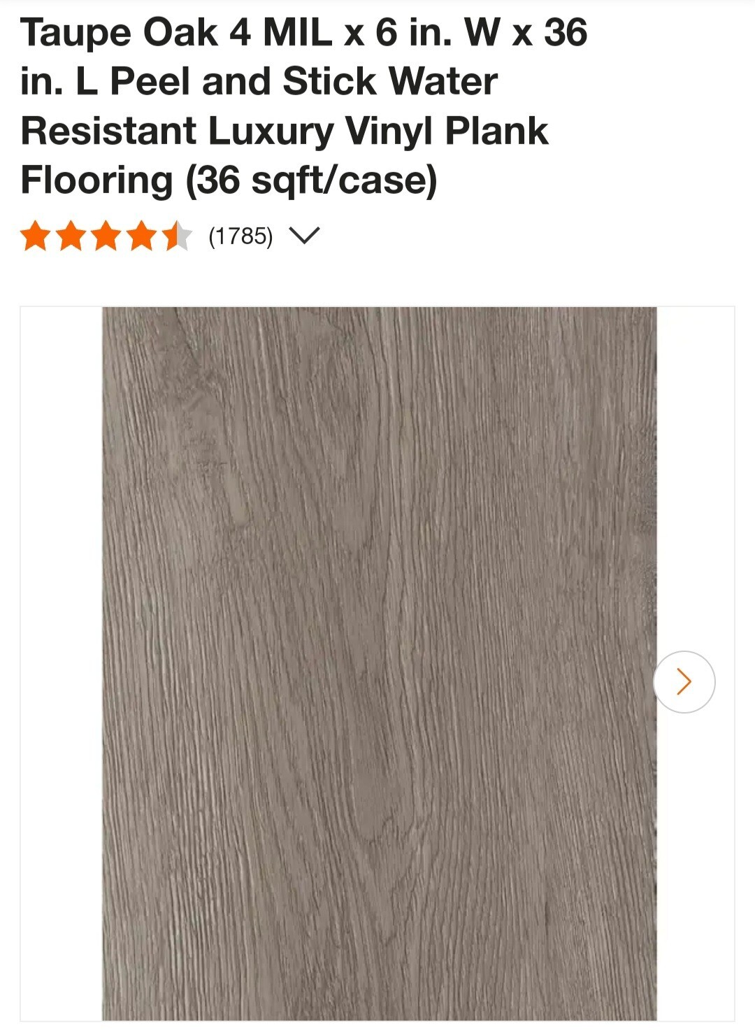 (24)TrafficMaster Plank Flooring 6″ x 36″ Peel + Stick Water Resistant Taupe Oak