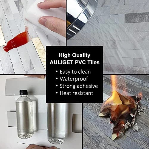 Sheets Faux Stone Peel and Stick Backsplash, 20 sheet Stone Beige Metal Copper
