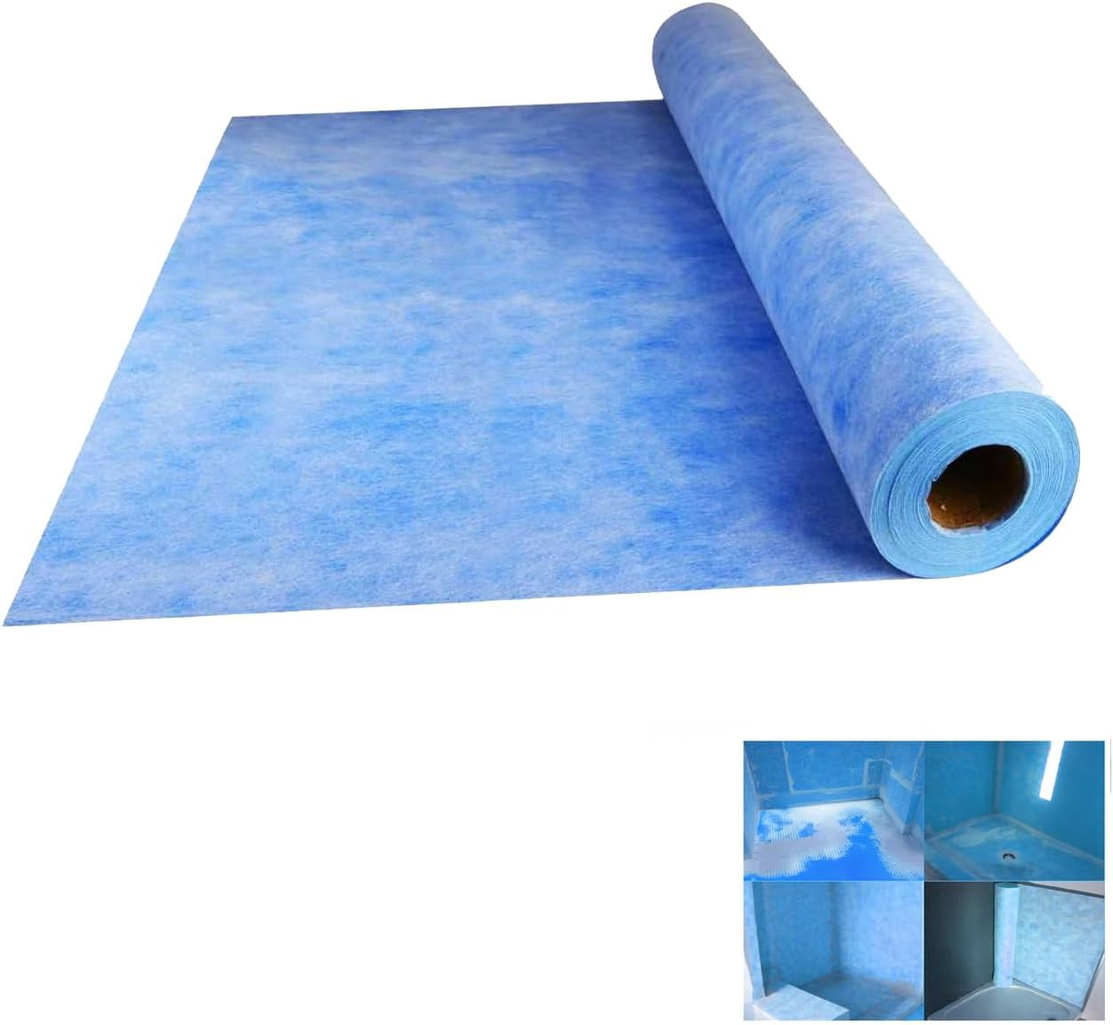 Waterproof Membrane for Shower – 3.3FT X 98.5FT, 323 Sq Ft, 23.6 Mil Thick Blue