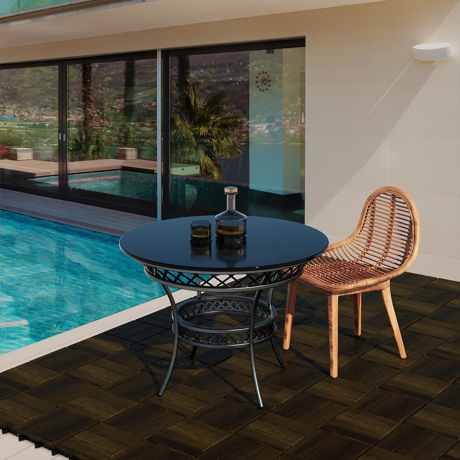 Acacia Wood Deck Tiles, 12″ x 12″ Interlocking Outdoor Flooring for Patio, Balco