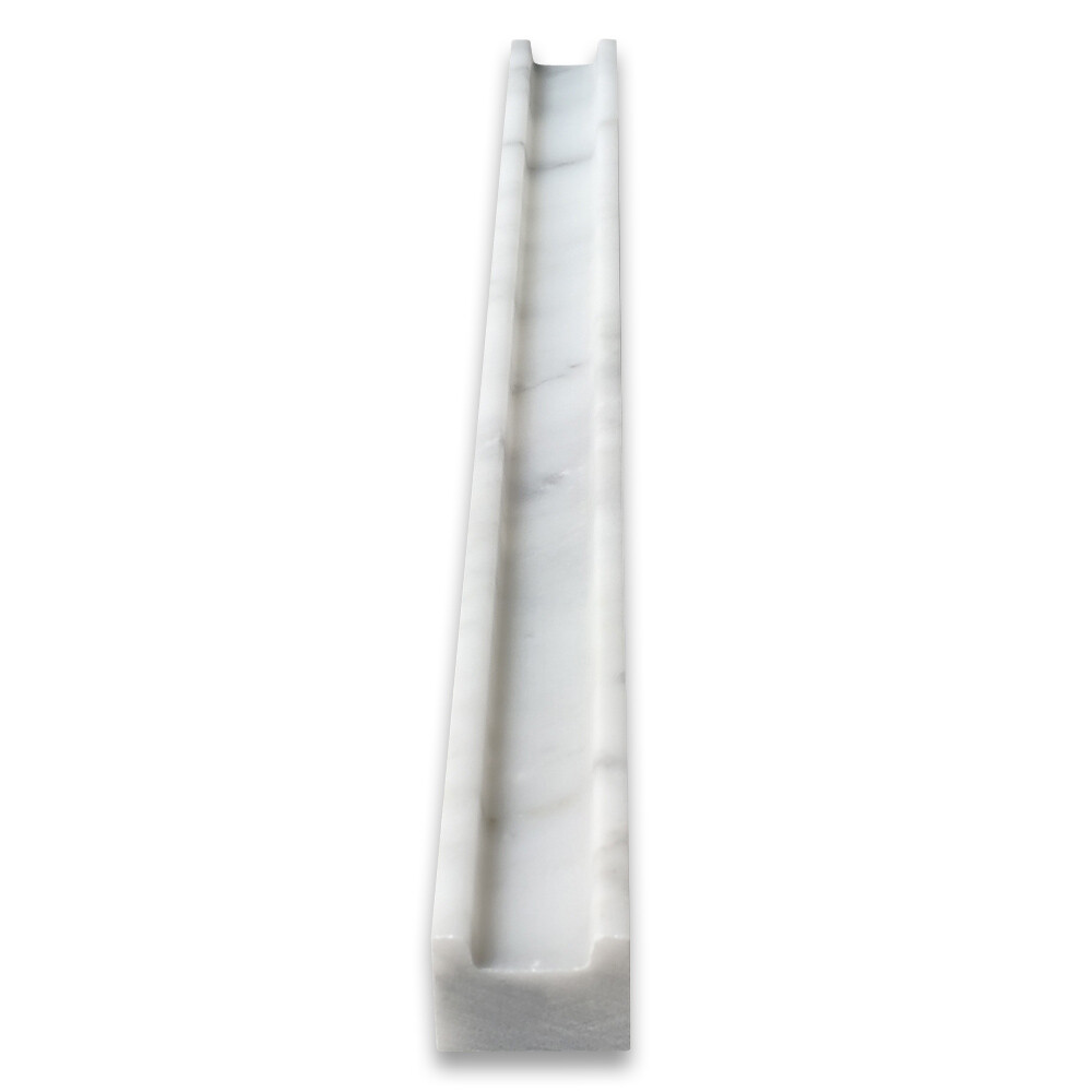 C15H Carrara White Marble Groove Square Edge Liner Pencil Trim Tile Honed